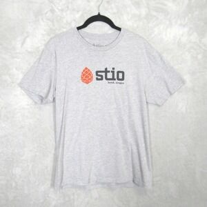 Stio Mens Bend Oregon Graphic T-Shirt Heather Gray Short Sleeve Crew Neck Size M